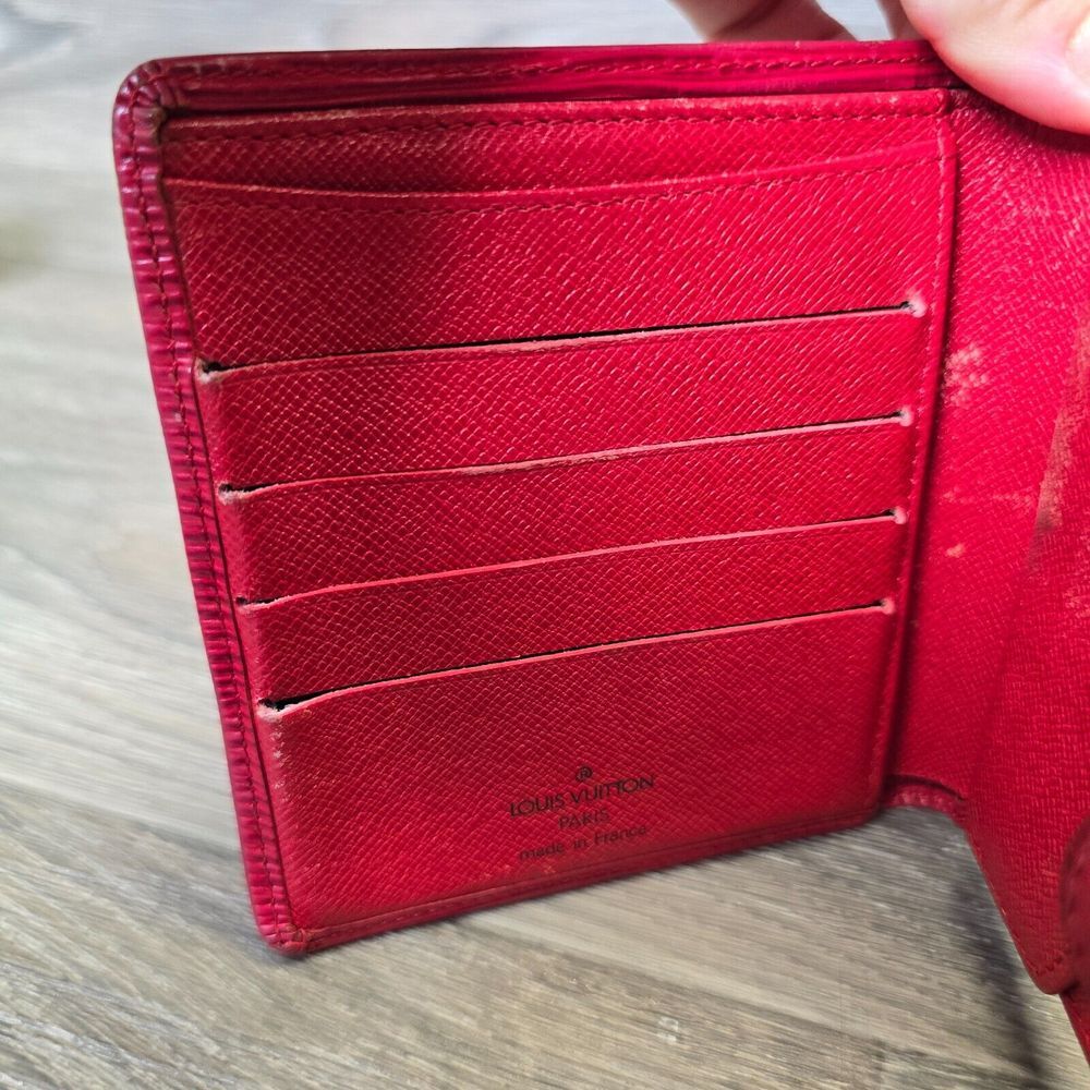 Louis Vuitton Red Leather‎ Epi Leather Bi Fold Wallet Womens - Picture 10 of 16